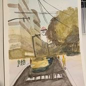 My project in Urban Landscapes in Watercolor course. 2D Animation project by Yang Xu - 02.12.2021