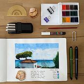 Vistas desde mi casa.Mi Proyecto del curso: Cuaderno de viaje en acuarela. Een project van  Artistieke tekening van Lourdes Alonso Carrión - 14.02.2021