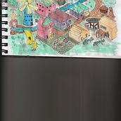 My project in The Art of Sketching: Isometric Crazytown. Drawing, Ink Illustration, and Watercolor Painting project by kathytonb - 02.28.2021