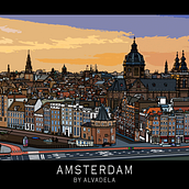 Amsterdam - drawing on Wacom tablet. Un projet de Dessin numérique , et Peinture numérique de Alex Van Der Laan - 05.08.2015