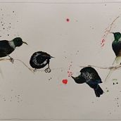 Water Colour Birds on a Branch. Un proyecto de Pintura a la acuarela de Kathrine Laurence - 15.02.2021