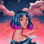 Mi Proyecto del curso: Retratos digitales de fantasía con Photoshop. Traditional illustration project by Sandra Valeriano - 09.17.2020