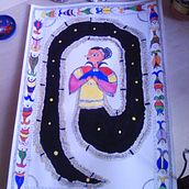 Madhubani style. Acr, lic Painting, and Watercolor Painting project by Eva Bekesi - 02.17.2021