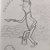 Build a wall ?!. Traditional illustration project by cwam - 03.09.2021