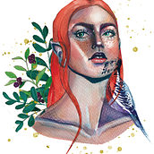 Meu projeto do curso: Retrato ilustrado em aquarela. Fine Arts, Ink Illustration, Digital Painting, and Watercolor Painting project by Tatiana Marieta - 01.28.2020