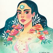 Reina Fungi. Traditional illustration project by Luna Lee - 02.18.2021