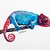 Gecko lizard. Watercolor Painting project by Nicole Pratt - 02.19.2021