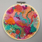 My final/course project in Embroidery and Watercolor Basic Techniques course. Embroider project by Yolanda Troncoso - 03.28.2021