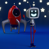 Robby, the Friendly Robot From Outer Space. Concept Art, Creativit, 3D Design, and Rigging project by rostam_navi - 02.19.2021