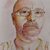 My Self portrait in Artistic Portrait with Watercolors course. Pintura em aquarela projeto de peter - 22.02.2021