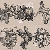 October Drawing Challenge in Tattoo style. Botanical Illustration, Digital Drawing, Digital Illustration, Traditional illustration, and Tattoo Design project by Ksenia - 10.20.2021