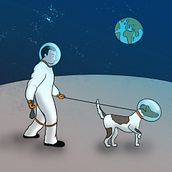 Paseo Espacial - Space walk. Editorial Design, Editorial Illustration, Traditional illustration, and Digital Illustration project by Sara C. Fraguas - 02.22.2021