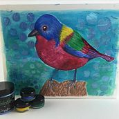 Painted Bunting. Pintura em aquarela projeto de Yva Barbour - 22.02.2021