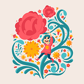 Illustrated character with botanical elements. Animação 2D, Design de personagens, Ilustração infantil e Ilustração tradicional projeto de Aliaga Mirguseinov - 26.02.2021