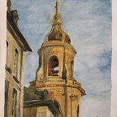 My project in Architectural Sketching with Watercolor and Ink course. Watercolor Painting, Sketching, Drawing, Architectural Illustration, Sketchbook & Ink Illustration project by Adeline Neufeld - 02.22.2021