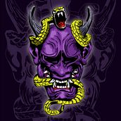 My 1st project - Oni Mask and viper snake. Un progetto di Illustrazione tradizionale di estetikdesain - 24.02.2021