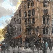 Straße in Straßburg. Un proyecto de Arquitectura, Arte urbano y Pintura a la acuarela de Adolfo Montilva Daboín - 25.02.2021