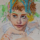 Lilly Pad Princess in Illustrated Portrait in Watercolor course. Un progetto di Illustrazione tradizionale, Belle arti, Pittura, Disegno, Pittura ad acquerello, Disegno di ritratti e Disegno artistico di Stephanie Jagielski - 25.02.2021