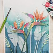Mi Proyecto del curso: Técnicas de acuarela en negativo para ilustración botánica. Un proyecto de Pintura a la acuarela de Claudia Ventura Reyes - 25.02.2021