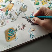 El universo de Vero. @txiplitxaplailustracion @txiplitxaplapum. Curso para desbloquear tu creatividad con Adolfo Serra. . Un proyecto de Creatividad, Diseño, Ilustración tradicional, Bellas Artes, Pintura, Creatividad con niños y Sketchbook de Verónica García Revuelta - 18.03.2021