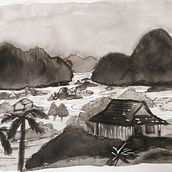 My project in India Ink Illustration with Japanese Influence course. Ilustração com tinta projeto de Kally Quah - 27.02.2021