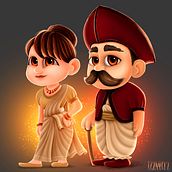 Sri lankan Traditional Couple. Un proyecto de Diseño de personajes 3D, Animación de personajes, Diseño de personajes, Corrección de color, Teoría del color, Concept Art, Diseño, Diseño digital, Ilustración digital, Pintura digital e Ilustración tradicional de Izzaartz - 07.04.2020