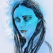 Paradojas de una pandemia. Fumar para respirar . Een project van Traditionele illustratie, Vectorillustratie, Digitale illustratie y  Portrettekening van Susana - 01.03.2021
