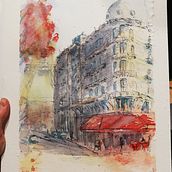 Mi Proyecto del curso: Dibujo arquitectónico con acuarela y tinta. Traditional illustration project by Albert Pradells-Pelayo - 03.02.2021