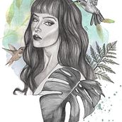 Meu projeto do curso: Ilustração de retrato com técnicas manuais e digitais. Un proyecto de Ilustración tradicional e Ilustración digital de Karem Santos - 03.03.2021