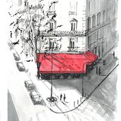 Sketch 2 - Street cafe in Paris. Architectural Illustration project by Andrew Hoare - 03.04.2021