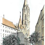 Sketch 3 - Matthias Church in Budapest. Architectural Illustration project by Andrew Hoare - 03.04.2021