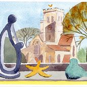 Garsington church. Watercolor Painting project by Nicko King - 03.04.2021