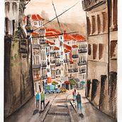 Meu projeto do curso: Paisagens urbanas em aquarela. Artistic Drawing, Architectural Illustration, and Watercolor Painting project by Mafalda Cruz - 02.27.2021