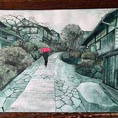My project in Modern Watercolor Techniques course. Pintura em aquarela projeto de Rinko Hos - 12.03.2021