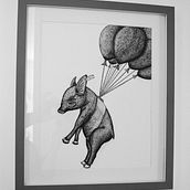 El Cerdito que voló por su libertad. Drawing, Artistic Drawing, Realistic Drawing, Traditional illustration, Ink Illustration, and Naturalistic Illustration project by Kevin Mojica - 03.08.2021