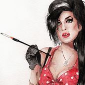 Amy Winehouse. Portrait Drawing, Traditional illustration, and Watercolor Painting project by Jéssica Correia - 03.09.2021