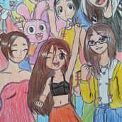 Um desenho especial, pro dia da mulher, com aquelas que eu mais admiro. 😊. Un projet de Dessin, Dessin au cra, on , et Manga de Anne Gabrielle - 09.03.2021