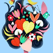 My project in Flat Illustration with Photoshop course. Botanical Illustration, and Traditional illustration project by Veronika Kabai - 03.09.2021