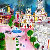 Viajando en papel con mi abuela . % Ana E. Nuñez tarafından hazırlanan Mimari İllüstras, on, Çocuk İllüstras, onu, Guaj Bo, ama, Geleneksel illüstras, on, Mürekkep İllüstras, onu, Sulubo, Ve a Resim projesi - 03.10.2021