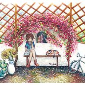 Mi Proyecto del curso: Pequeño paraíso. Character Design, Traditional illustration, and Watercolor Painting project by Dannie Grimaldi - 03.09.2021