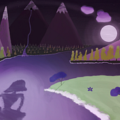Mirando la Luna.. Digital Illustration project by Guillermo Villanueva Chávez - 03.17.2021