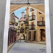 Pasaje en España. Watercolor Painting project by Dina Graciela Bairos - 04.10.2021
