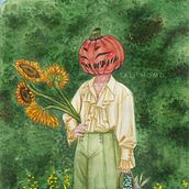 Pumpkin Head. Drawing, Digital Drawing, Traditional illustration, and Digital Illustration project by Catalina Navarrete Puebla - 12.30.2020