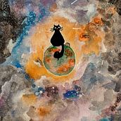 Meu projeto do curso: A Galáxia do Gato (com Técnicas modernas de aquarela). Projekt z dziedziny  Sztuki piękne użytkownika Ana Lúcia Polessi - 12.03.2021
