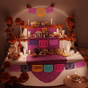 Ofrenda de Día de Muertos. Een project van 3D, 3D-animatie,  Scenografie y  3D-modellering van Bernardo López Rios - 24.10.2020