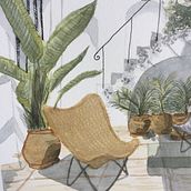 Ejercicio paisaje interior . Arsitektur, Dan Lukisan Cat Air proyek oleh Diana Sai Méndez Fragoso - 03.14.2021