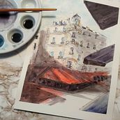 Mi Proyecto del curso: Dibujo arquitectónico con acuarela y tinta. Artistic Drawing project by Claire de R - 03.14.2021