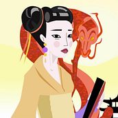 Geisha from Naples, my first animation taken from an old sketch that I made during my work in a theatre. 2D Animation, and Drawing project by Claudia Gambacorta - 03.15.2021