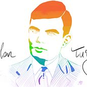 Alan Turing illustration . Un progetto di Design digitale, Disegno digitale, Illustrazione digitale e Illustrazione tradizionale di Melis Saylaç - 16.03.2021