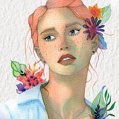 Mi Proyecto del curso: Retrato ilustrado en acuarela. Figure Drawing, Portrait Drawing, Traditional illustration, Botanical Illustration, Watercolor Painting, and Color Theor project by Natalia Heller - 03.16.2021